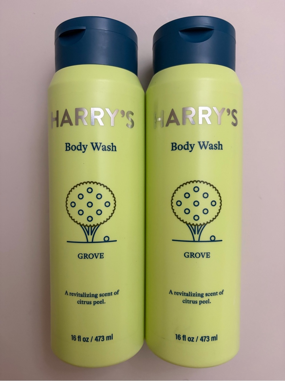 (2) Harry’s GROVE Men’s Body Wash- Citrus Peel Scent 16 Fl Oz New, Retired Scent